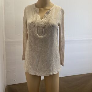 Vineyard Vines Women’s Career‎ Sz XS Silk Blend Pintuck Top Cream Khaki Used